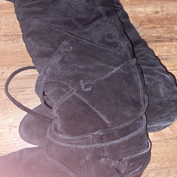 Aldo wrap around tie up suede fleece lined knee high boots - Picture 4 of 8